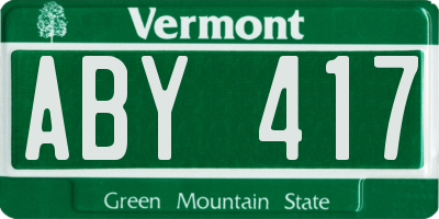 VT license plate ABY417