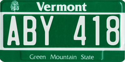 VT license plate ABY418