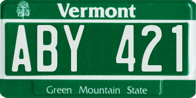 VT license plate ABY421