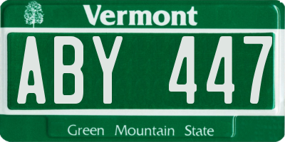 VT license plate ABY447