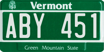 VT license plate ABY451