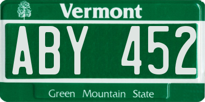 VT license plate ABY452