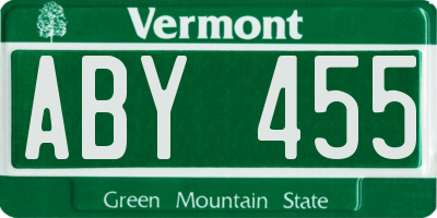 VT license plate ABY455