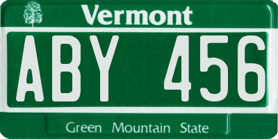 VT license plate ABY456