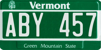 VT license plate ABY457