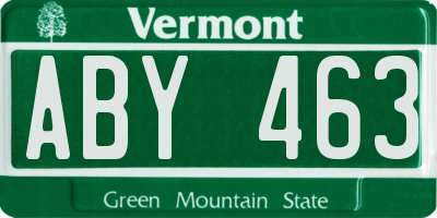 VT license plate ABY463