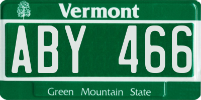 VT license plate ABY466