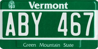 VT license plate ABY467