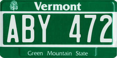 VT license plate ABY472