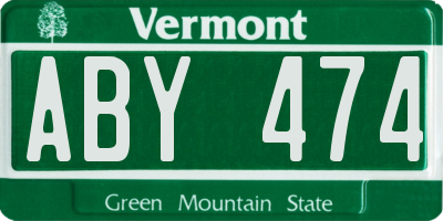 VT license plate ABY474