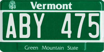 VT license plate ABY475