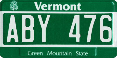 VT license plate ABY476