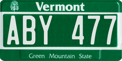 VT license plate ABY477