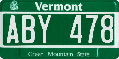VT license plate ABY478