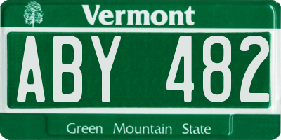 VT license plate ABY482