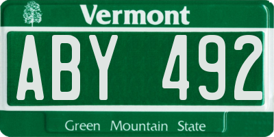 VT license plate ABY492