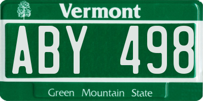 VT license plate ABY498