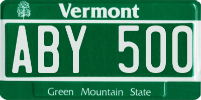 VT license plate ABY500
