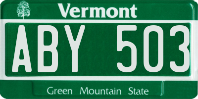 VT license plate ABY503