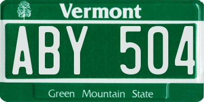 VT license plate ABY504