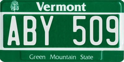 VT license plate ABY509
