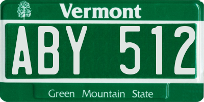 VT license plate ABY512