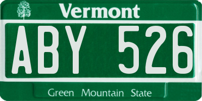 VT license plate ABY526