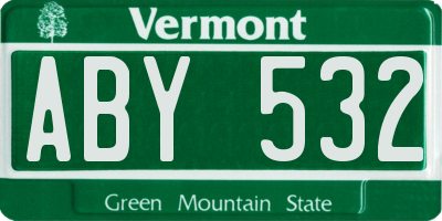 VT license plate ABY532