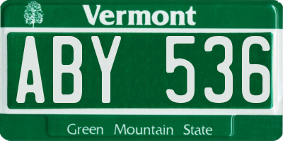 VT license plate ABY536