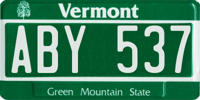VT license plate ABY537