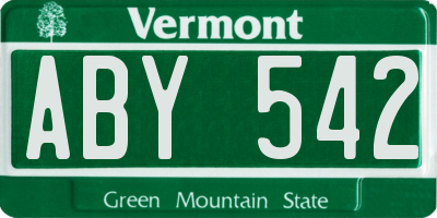 VT license plate ABY542
