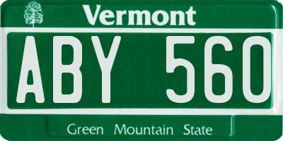VT license plate ABY560