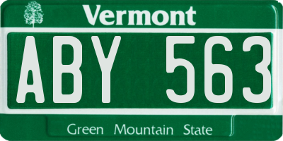 VT license plate ABY563