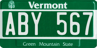 VT license plate ABY567