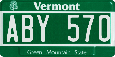 VT license plate ABY570
