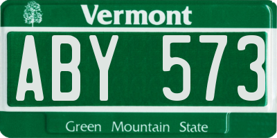 VT license plate ABY573