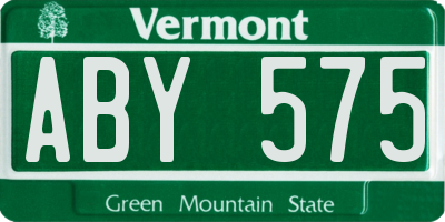 VT license plate ABY575