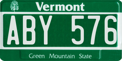 VT license plate ABY576