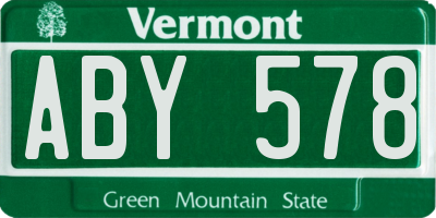 VT license plate ABY578