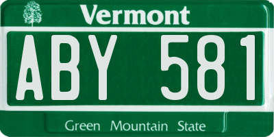 VT license plate ABY581