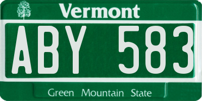 VT license plate ABY583
