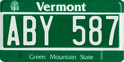 VT license plate ABY587