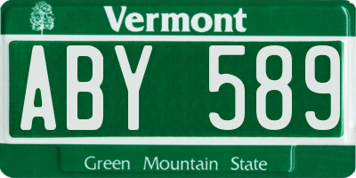 VT license plate ABY589