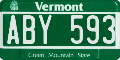 VT license plate ABY593