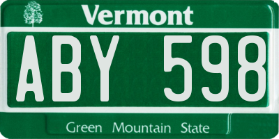 VT license plate ABY598