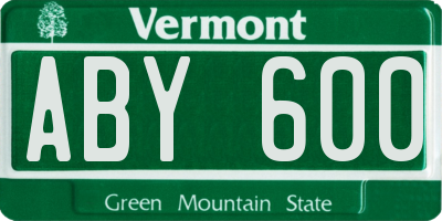 VT license plate ABY600