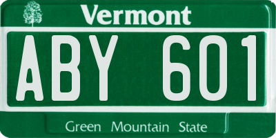 VT license plate ABY601