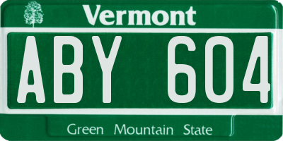 VT license plate ABY604