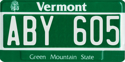 VT license plate ABY605