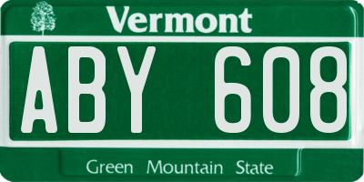 VT license plate ABY608